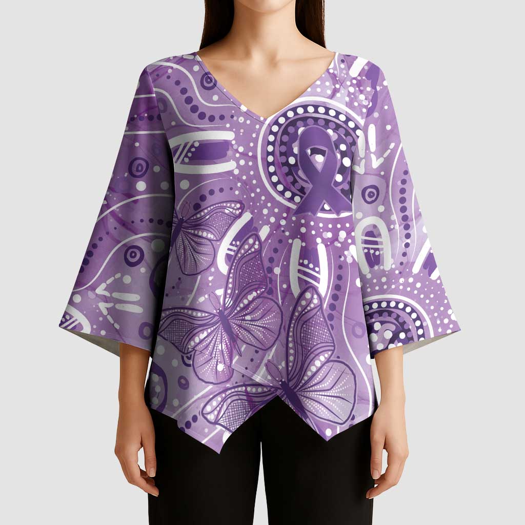 Australia Epilepsy Awareness Indigenous Kimono Sleeve Blouse Butterfly Aboriginal Art - Aussie Hoodie