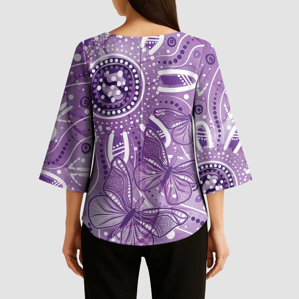 Australia Epilepsy Awareness Indigenous Kimono Sleeve Blouse Butterfly Aboriginal Art - Aussie Hoodie
