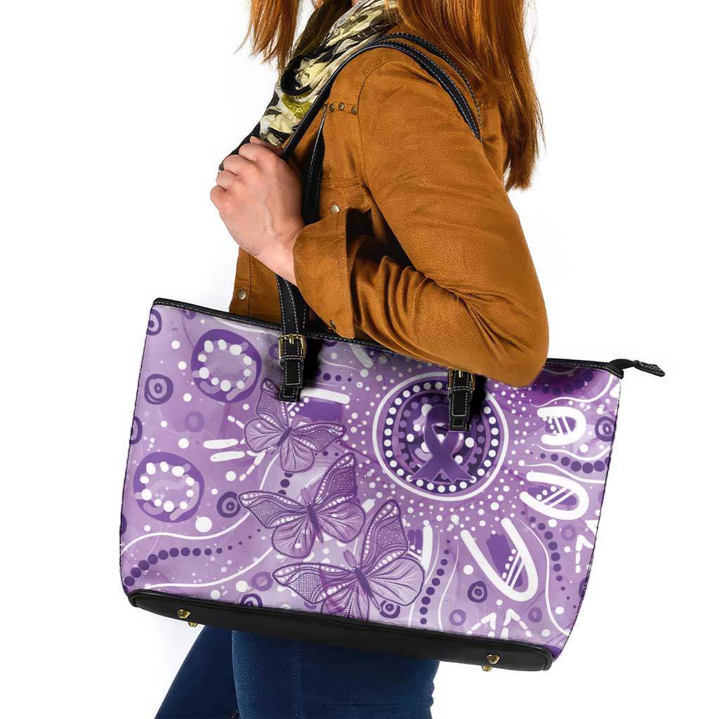 Australia Epilepsy Awareness Indigenous Leather Tote Bag Butterfly Aboriginal Art - Aussie Hoodie