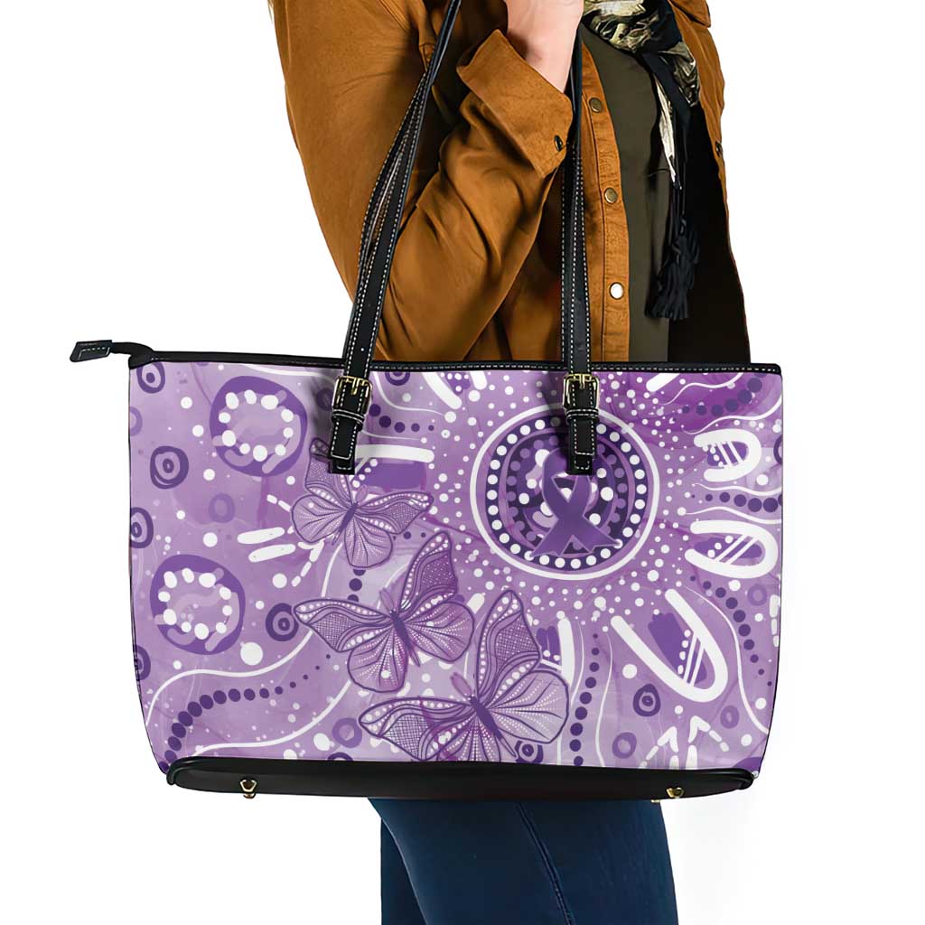 Australia Epilepsy Awareness Indigenous Leather Tote Bag Butterfly Aboriginal Art - Aussie Hoodie