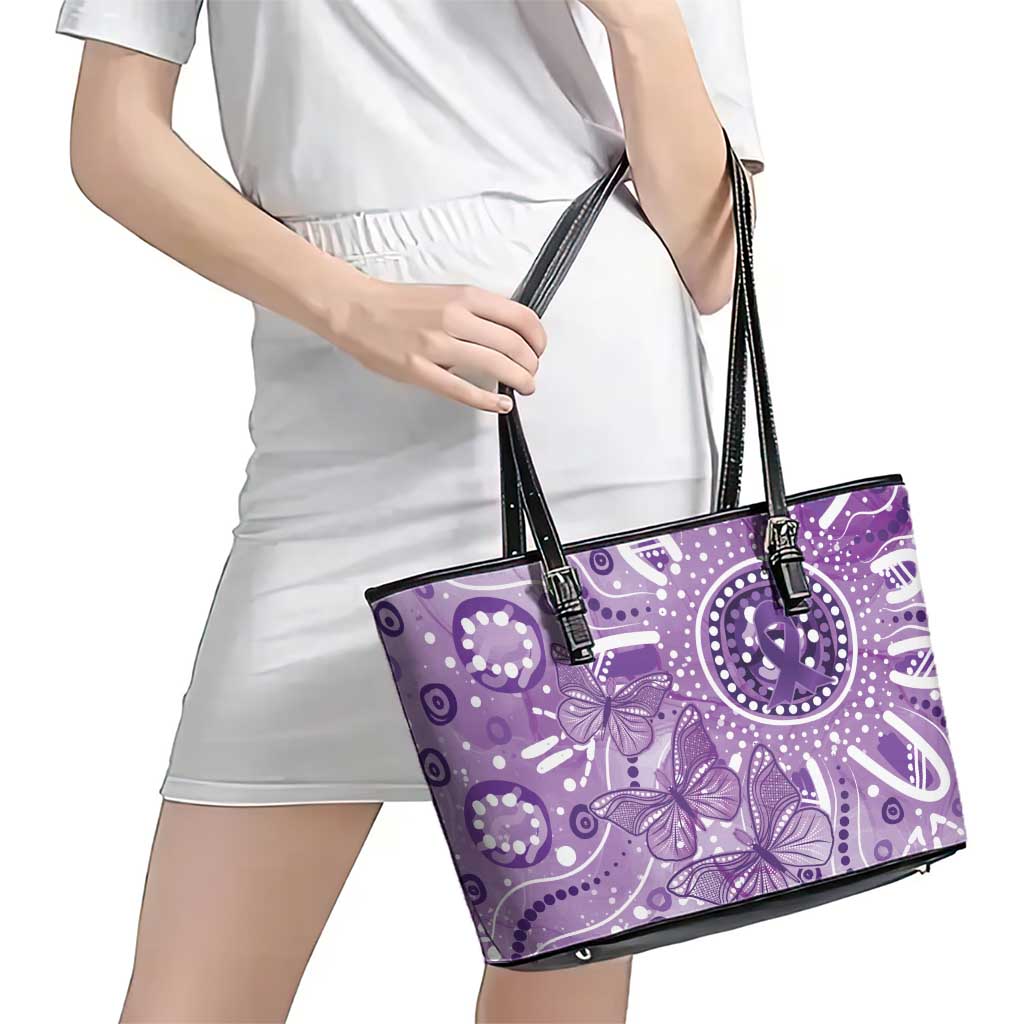 Australia Epilepsy Awareness Indigenous Leather Tote Bag Butterfly Aboriginal Art - Aussie Hoodie