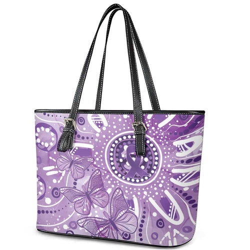 Australia Epilepsy Awareness Indigenous Leather Tote Bag Butterfly Aboriginal Art - Aussie Hoodie