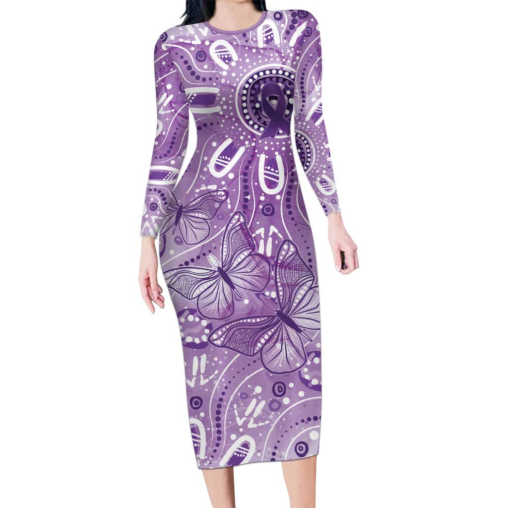 Australia Epilepsy Awareness Indigenous Long Sleeve Bodycon Dress Butterfly Aboriginal Art - Aussie Hoodie