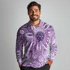 Australia Epilepsy Awareness Indigenous Long Sleeve Polo Shirt Butterfly Aboriginal Art - Aussie Hoodie