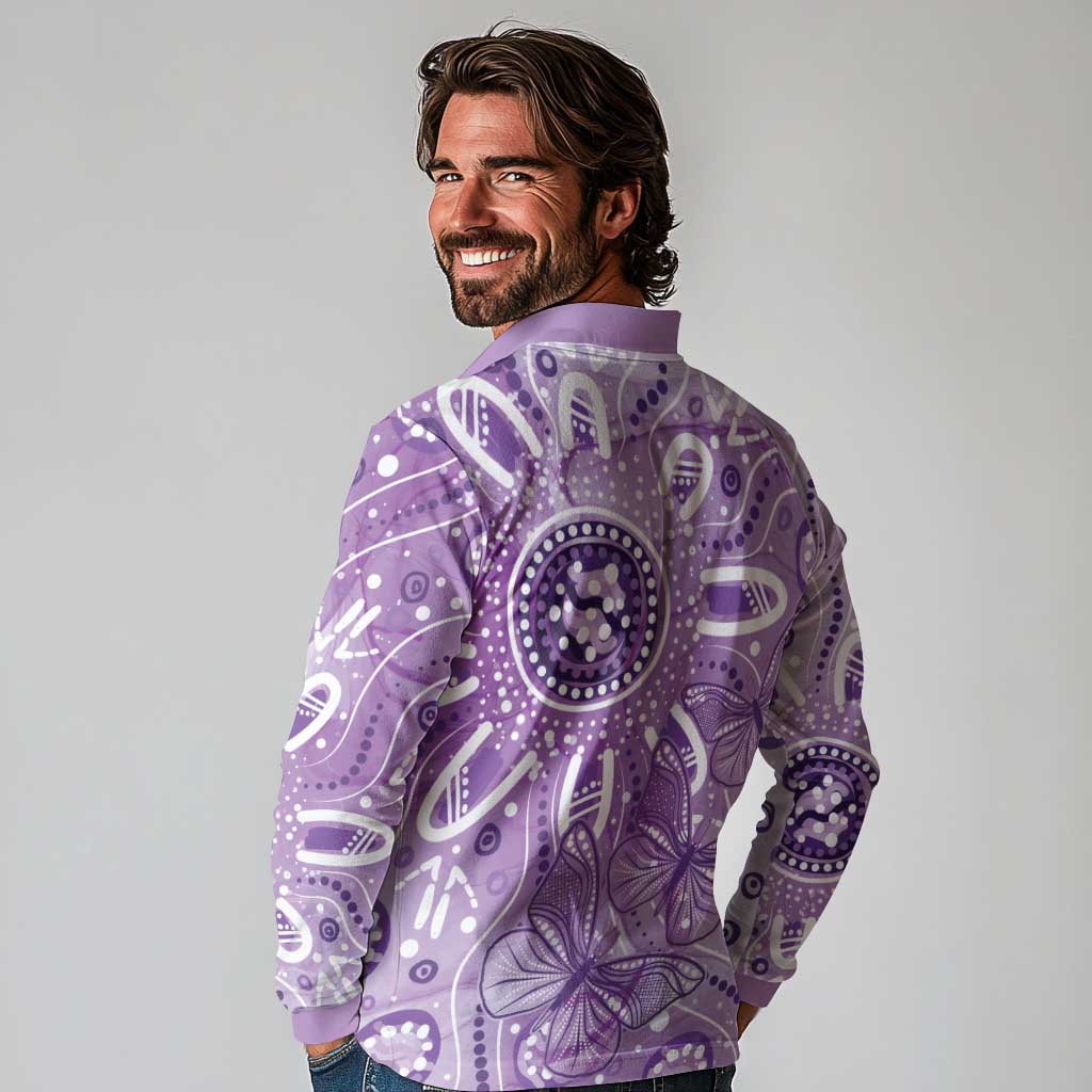 Australia Epilepsy Awareness Indigenous Long Sleeve Polo Shirt Butterfly Aboriginal Art - Aussie Hoodie