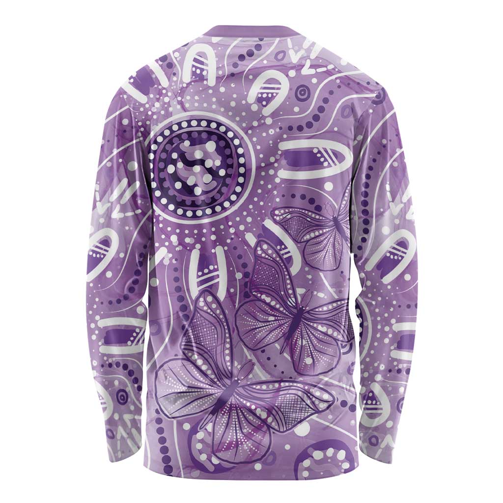 Australia Epilepsy Awareness Indigenous Long Sleeve Shirt Butterfly Aboriginal Art - Aussie Hoodie