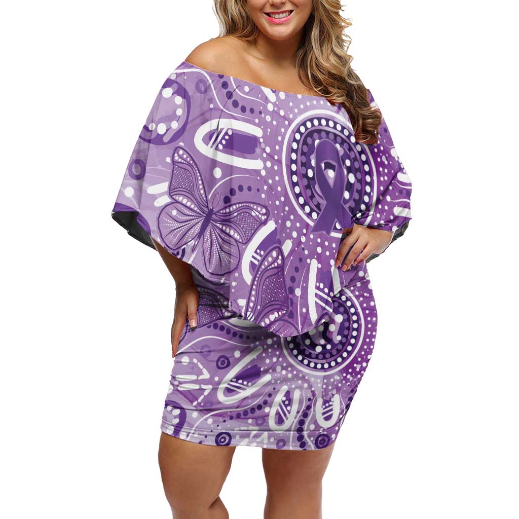 Australia Epilepsy Awareness Indigenous Off Shoulder Short Dress Butterfly Aboriginal Art - Aussie Hoodie