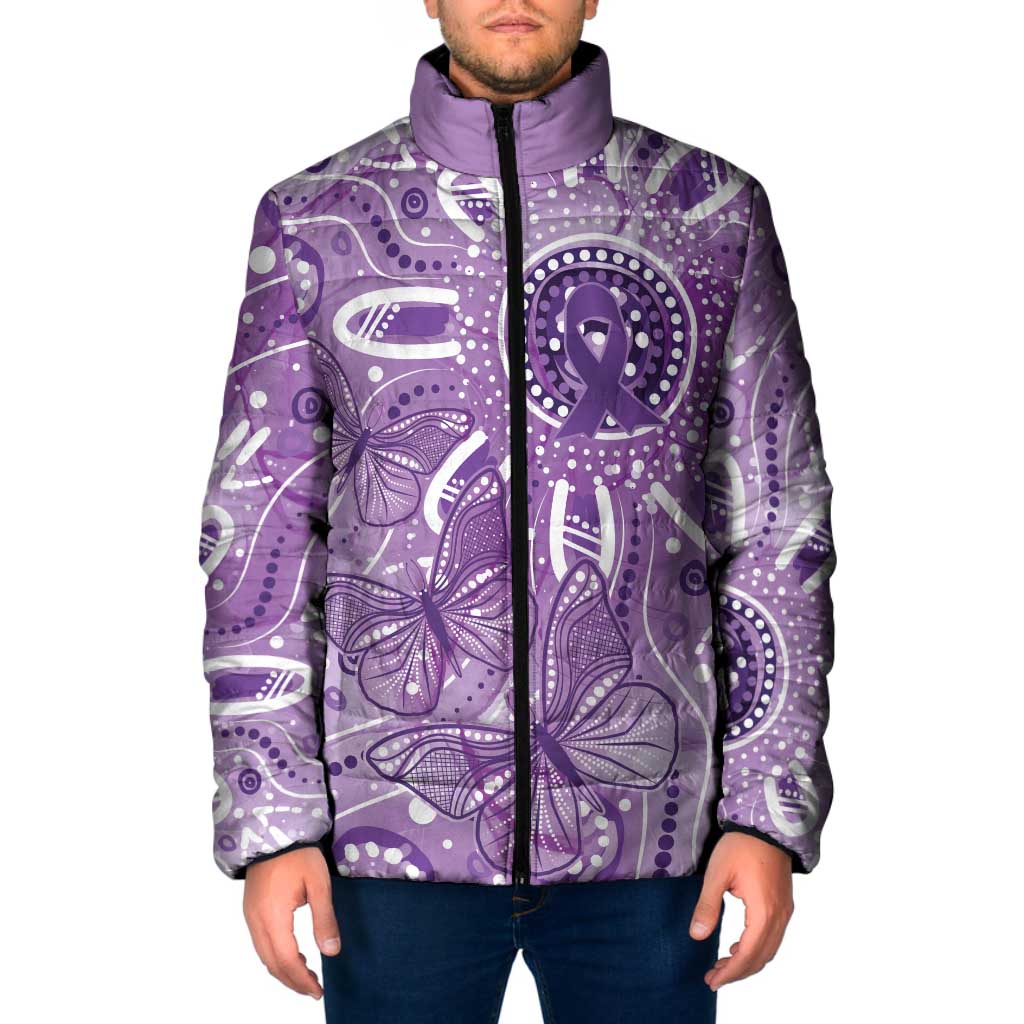 Australia Epilepsy Awareness Indigenous Padded Jacket Butterfly Aboriginal Art - Aussie Hoodie