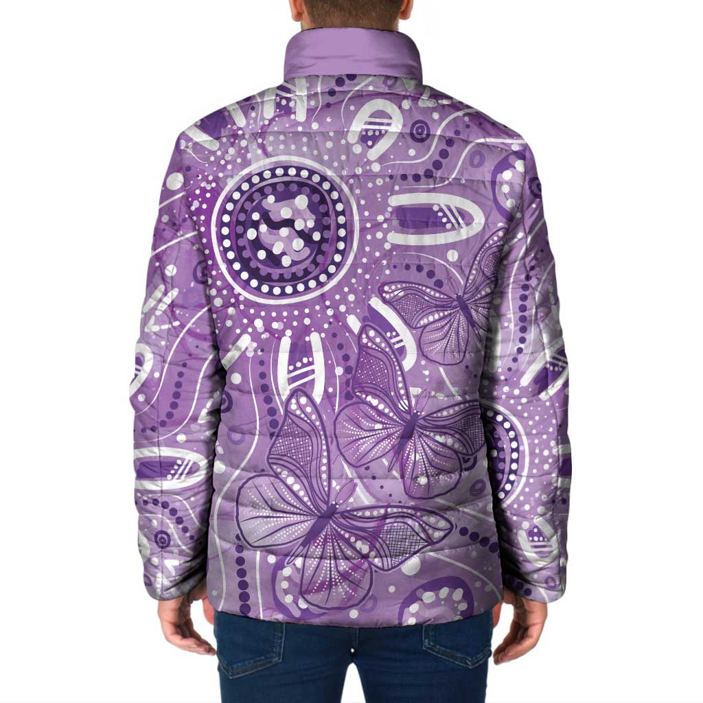 Australia Epilepsy Awareness Indigenous Padded Jacket Butterfly Aboriginal Art - Aussie Hoodie