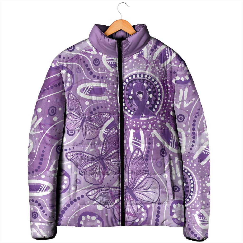 Australia Epilepsy Awareness Indigenous Padded Jacket Butterfly Aboriginal Art - Aussie Hoodie