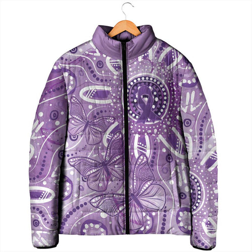 Australia Epilepsy Awareness Indigenous Padded Jacket Butterfly Aboriginal Art - Aussie Hoodie