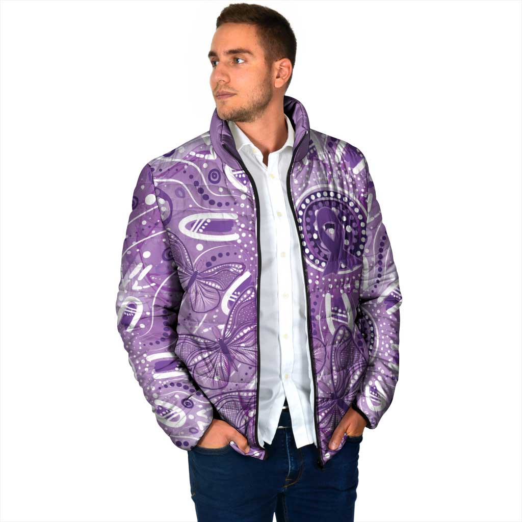 Australia Epilepsy Awareness Indigenous Padded Jacket Butterfly Aboriginal Art - Aussie Hoodie