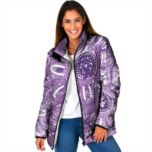Australia Epilepsy Awareness Indigenous Padded Jacket Butterfly Aboriginal Art - Aussie Hoodie