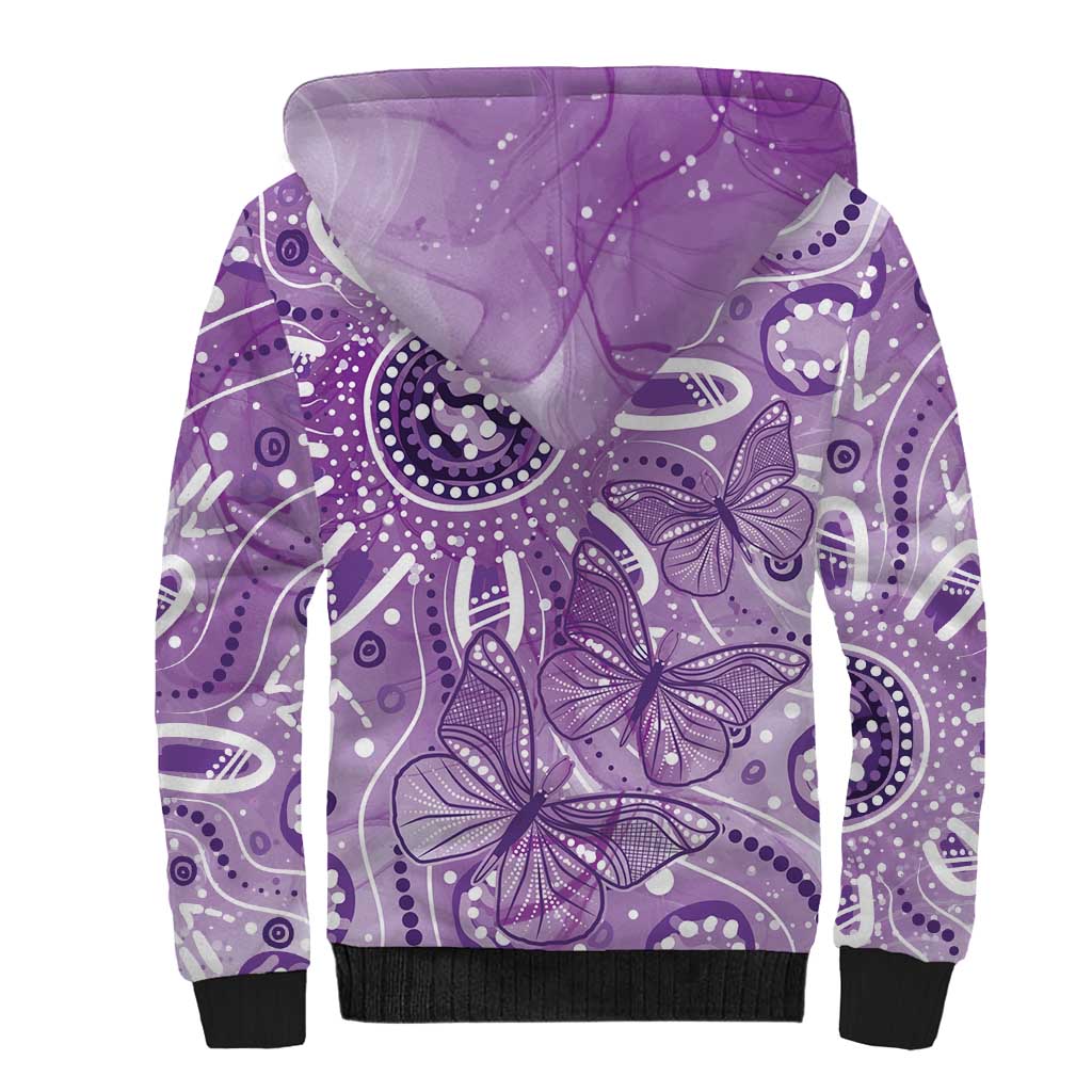 Australia Epilepsy Awareness Indigenous Sherpa Hoodie Butterfly Aboriginal Art - Aussie Hoodie