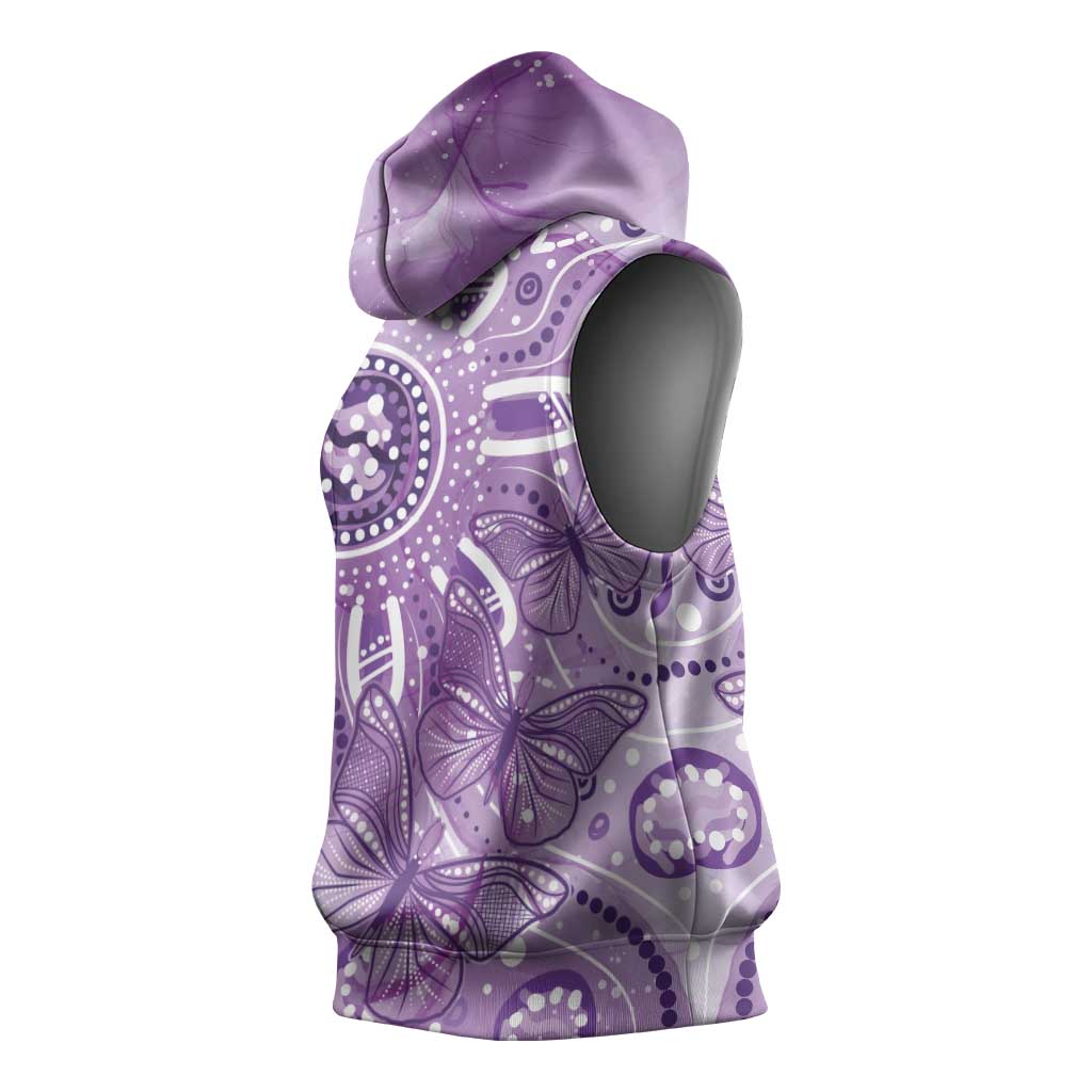Australia Epilepsy Awareness Indigenous Sleeveless Hoodie Butterfly Aboriginal Art - Aussie Hoodie