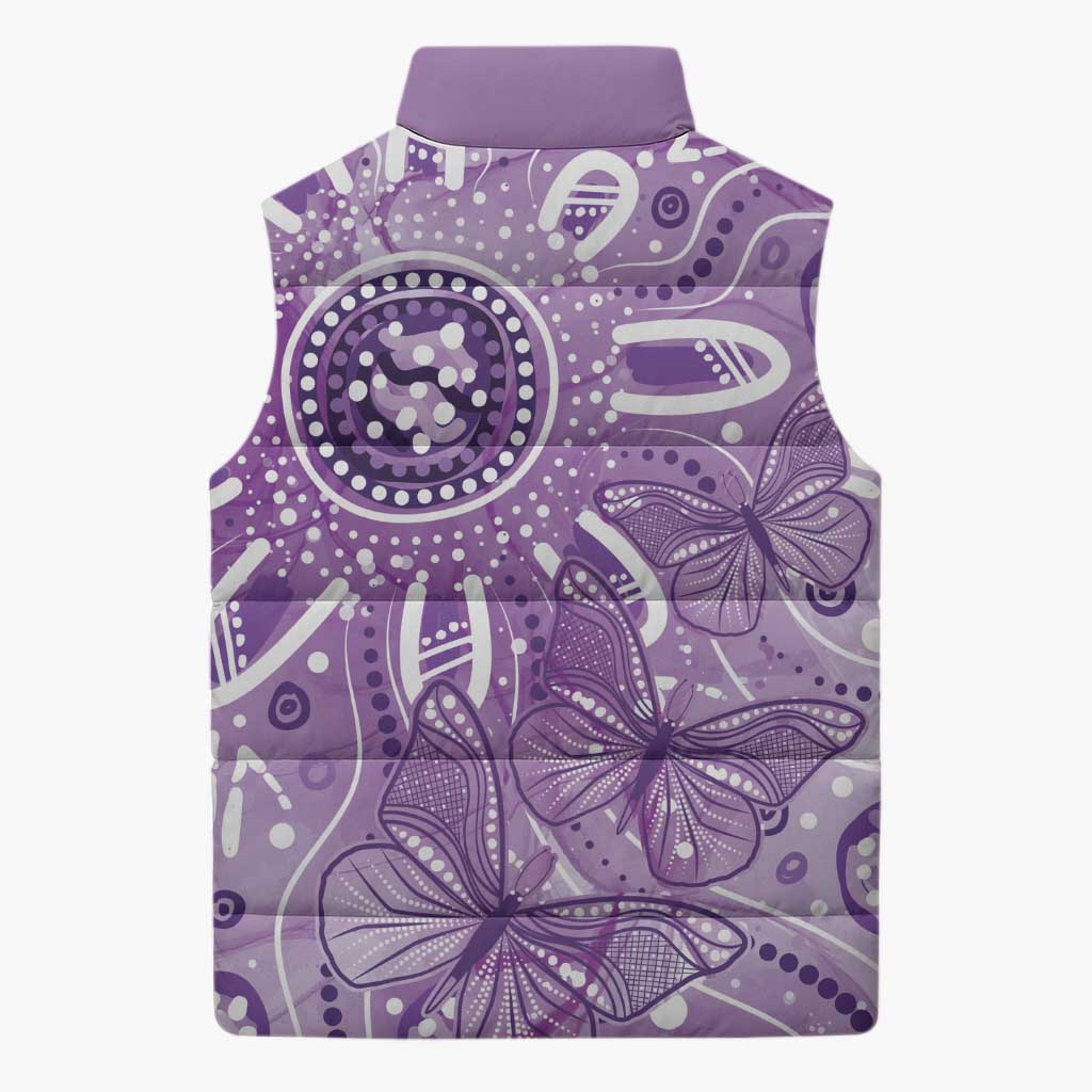 Australia Epilepsy Awareness Indigenous Sleeveless Puffer Jacket Butterfly Aboriginal Art - Aussie Hoodie