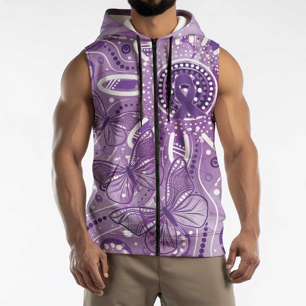 Australia Epilepsy Awareness Indigenous Sleeveless Zip Hoodie Butterfly Aboriginal Art LT7