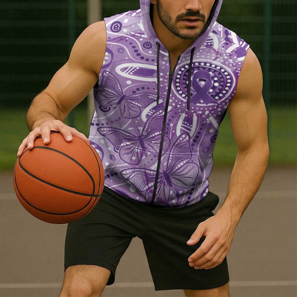 Australia Epilepsy Awareness Indigenous Sleeveless Zip Hoodie Butterfly Aboriginal Art LT7