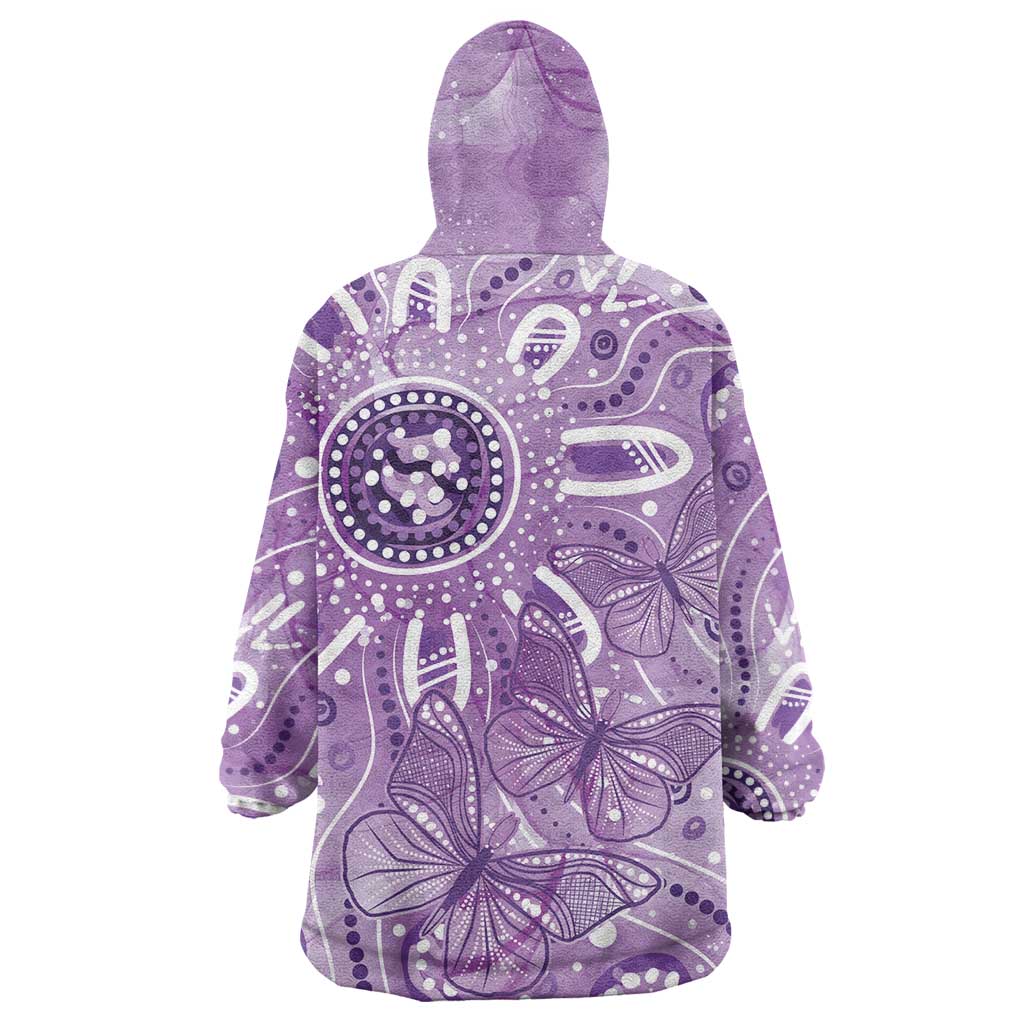 Australia Epilepsy Awareness Indigenous Wearable Blanket Hoodie Butterfly Aboriginal Art - Aussie Hoodie
