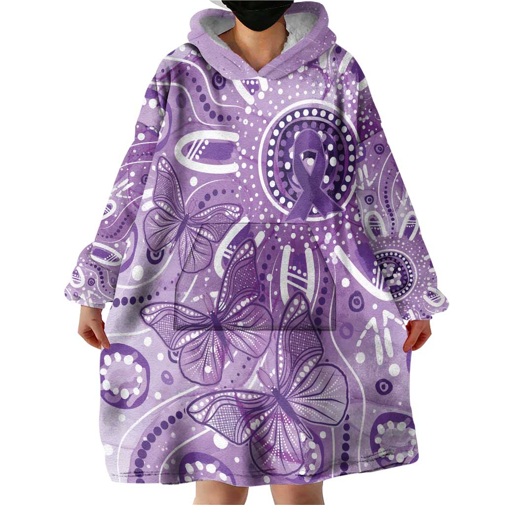 Australia Epilepsy Awareness Indigenous Wearable Blanket Hoodie Butterfly Aboriginal Art - Aussie Hoodie