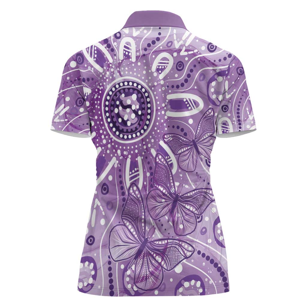 Australia Epilepsy Awareness Indigenous Women Polo Shirt Butterfly Aboriginal Art - Aussie Hoodie