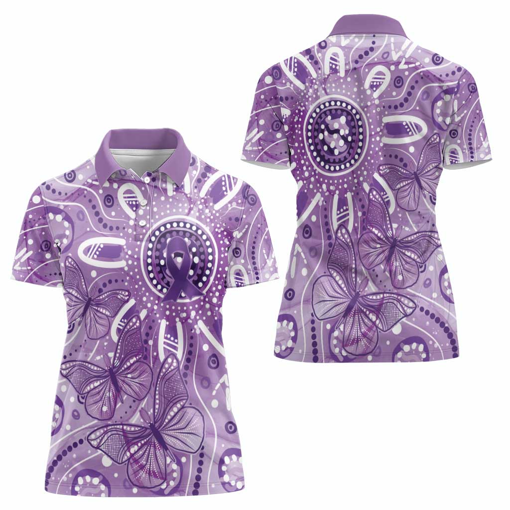 Australia Epilepsy Awareness Indigenous Women Polo Shirt Butterfly Aboriginal Art - Aussie Hoodie