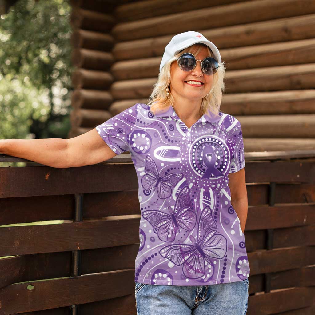 Australia Epilepsy Awareness Indigenous Women Polo Shirt Butterfly Aboriginal Art - Aussie Hoodie