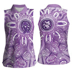 Australia Epilepsy Awareness Indigenous Women Sleeveless Polo Shirt Butterfly Aboriginal Art - Aussie Hoodie