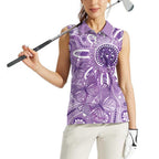 Australia Epilepsy Awareness Indigenous Women Sleeveless Polo Shirt Butterfly Aboriginal Art - Aussie Hoodie