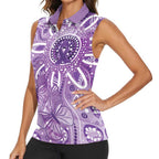 Australia Epilepsy Awareness Indigenous Women Sleeveless Polo Shirt Butterfly Aboriginal Art - Aussie Hoodie