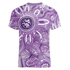 Australia Epilepsy Awareness Indigenous Women V-Neck T-Shirt Butterfly Aboriginal Art - Aussie Hoodie