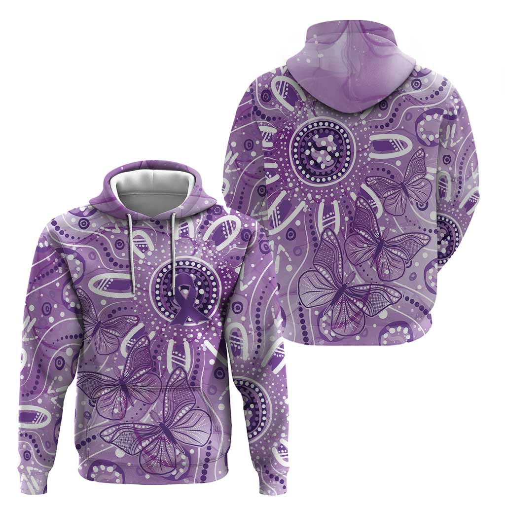 Australia Epilepsy Awareness Indigenous Zip Hoodie Butterfly Aboriginal Art - Aussie Hoodie