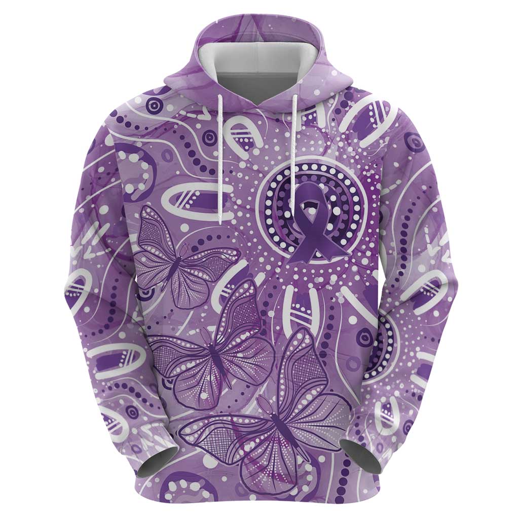 Australia Epilepsy Awareness Indigenous Zip Hoodie Butterfly Aboriginal Art - Aussie Hoodie