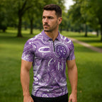 Australia Epilepsy Awareness Indigenous Zipper Polo Shirt Butterfly Aboriginal Art - Aussie Hoodie