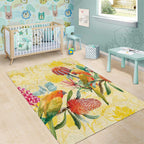 Birds and Floral Aussie Lorikeet Area Rug Pastel Yellow - Aussie Hoodie