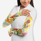 Birds and Floral Aussie Lorikeet Arm Sleeves Pastel Yellow - Aussie Hoodie