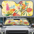 Birds and Floral Aussie Lorikeet Auto Sun Shade Pastel Yellow - Aussie Hoodie