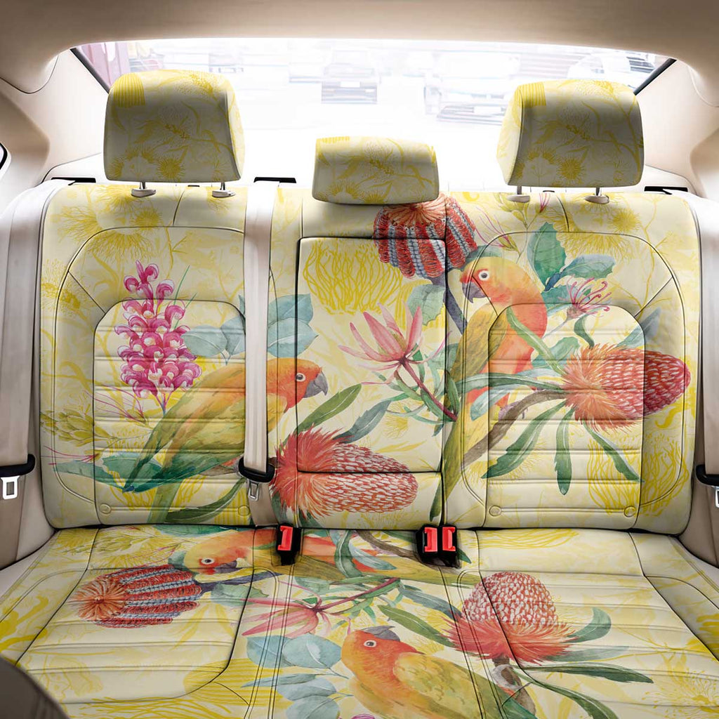 Birds and Floral Aussie Lorikeet Back Car Seat Cover Pastel Yellow - Aussie Hoodie