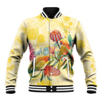 Birds and Floral Aussie Lorikeet Baseball Jacket Pastel Yellow - Aussie Hoodie