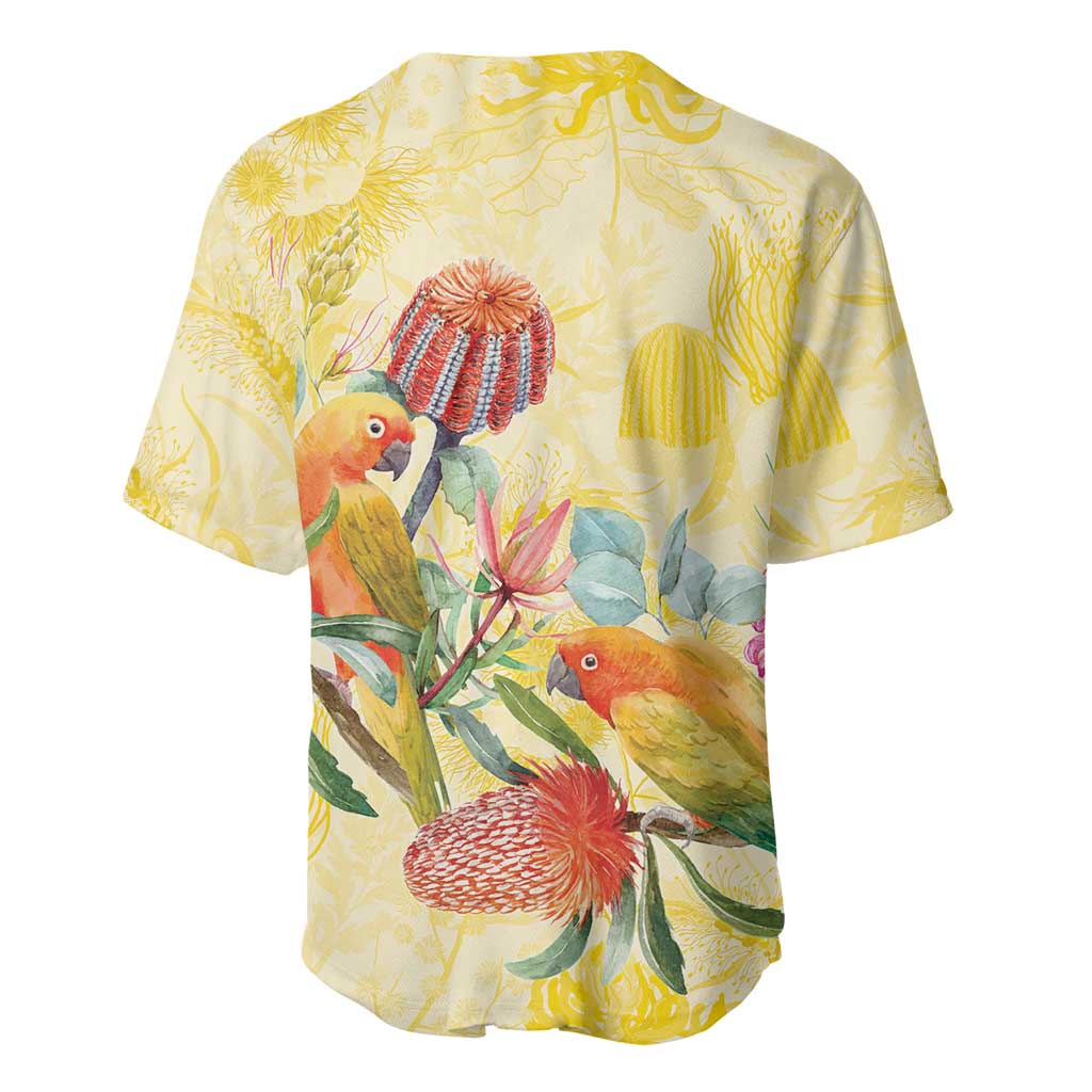 Birds and Floral Aussie Lorikeet Baseball Jersey Pastel Yellow - Aussie Hoodie