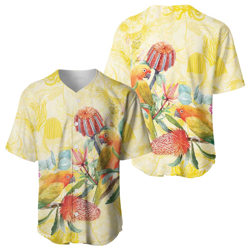 Birds and Floral Aussie Lorikeet Baseball Jersey Pastel Yellow - Aussie Hoodie