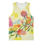 Birds and Floral Aussie Lorikeet Basketball Jersey Pastel Yellow - Aussie Hoodie