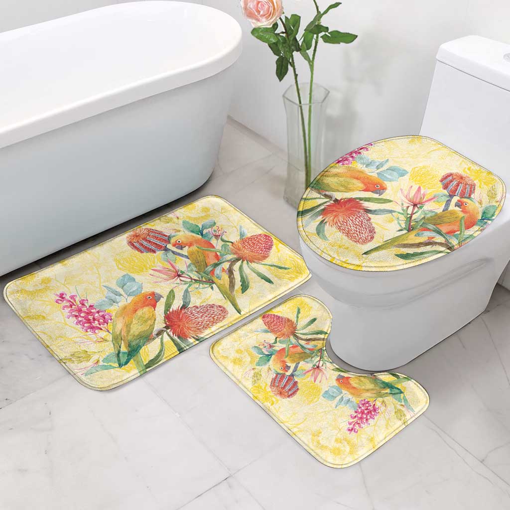 Birds and Floral Aussie Lorikeet Bathroom Set Pastel Yellow - Aussie Hoodie