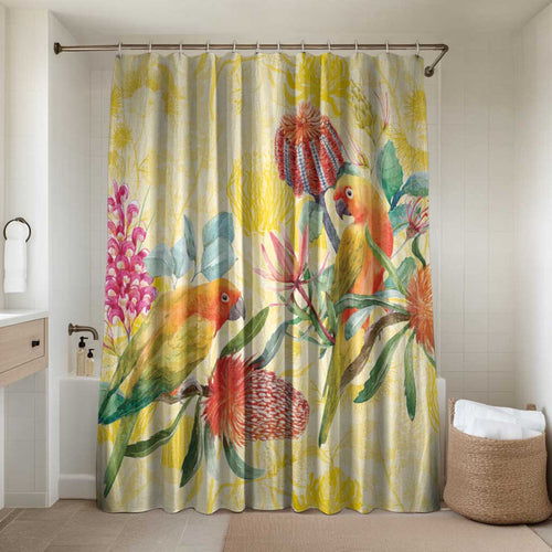Birds and Floral Aussie Lorikeet Bathroom Set Pastel Yellow - Aussie Hoodie