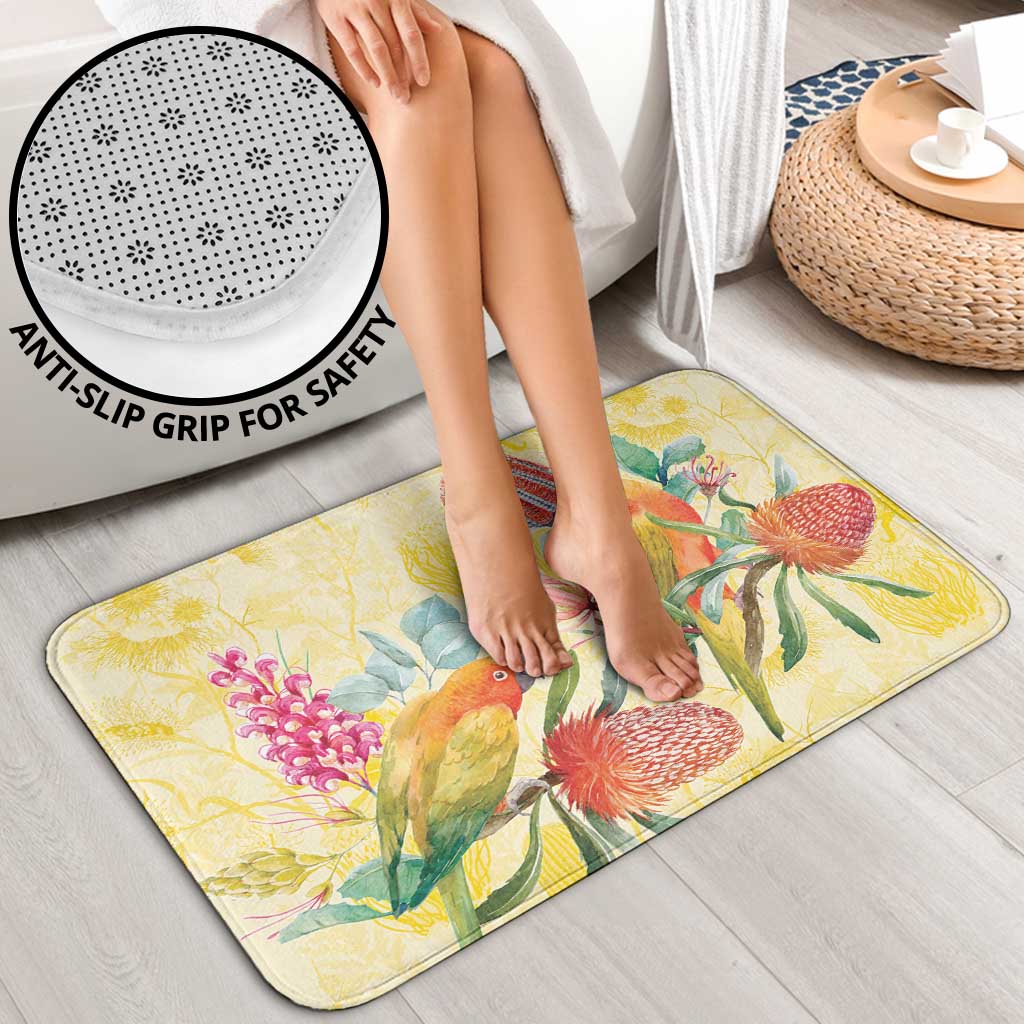 Birds and Floral Aussie Lorikeet Bathroom Set Pastel Yellow - Aussie Hoodie