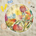 Birds and Floral Aussie Lorikeet Beach Blanket Pastel Yellow - Aussie Hoodie