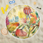 Birds and Floral Aussie Lorikeet Beach Blanket Pastel Yellow - Aussie Hoodie