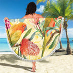 Birds and Floral Aussie Lorikeet Beach Blanket Pastel Yellow - Aussie Hoodie