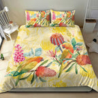 Birds and Floral Aussie Lorikeet Bedding Set Pastel Yellow - Aussie Hoodie