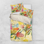 Birds and Floral Aussie Lorikeet Bedding Set Pastel Yellow - Aussie Hoodie
